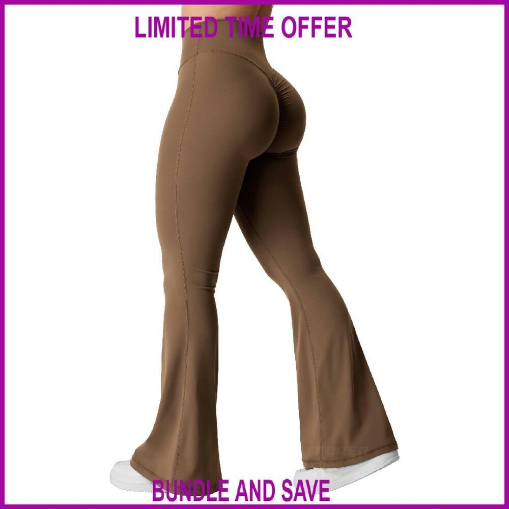 Flare Scrunch Yoga Pants Tummy Control Bootcut Workout Leggings